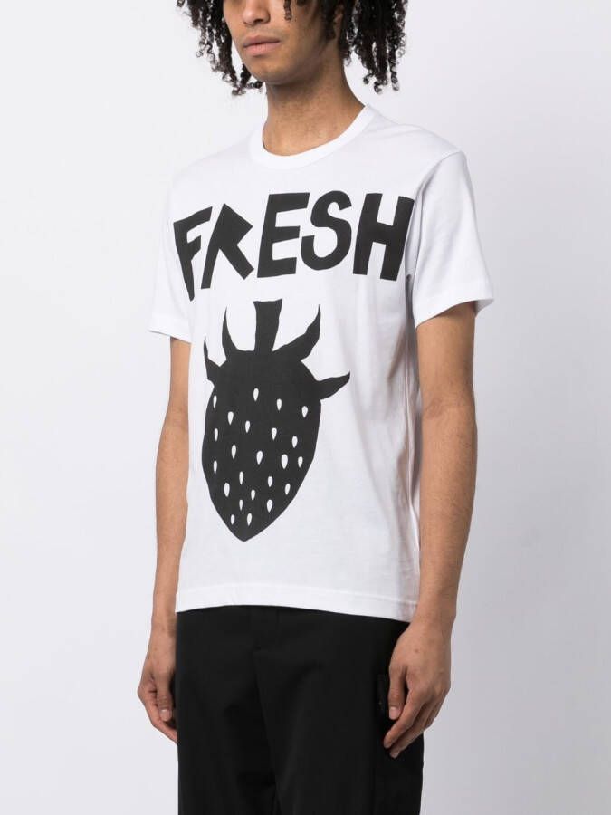 Comme Des Garçons Shirt T-shirt met aardbeiprint Wit