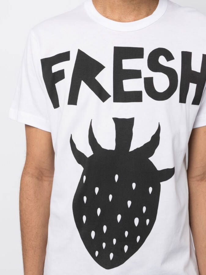 Comme Des Garçons Shirt T-shirt met aardbeiprint Wit
