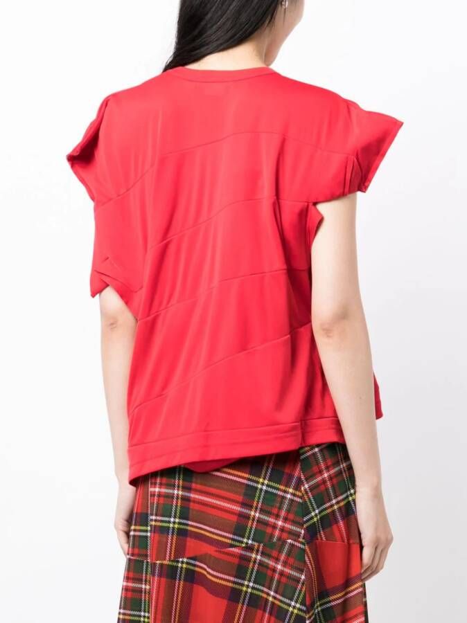 Comme Des Garçons T-shirt met asymmetrische vlakken Rood