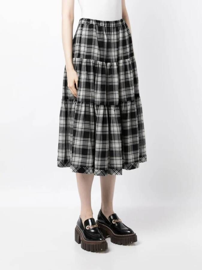 Comme des Garçons TAO Geruite midi-rok Zwart