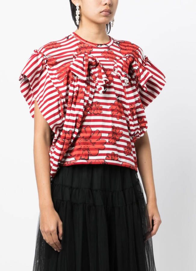 Comme des Garçons TAO x Shun Sudo T-shirt met bloemenprint Rood