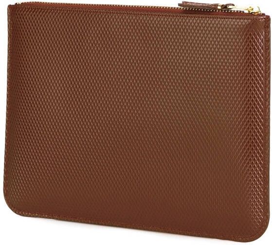 Comme Des Garçons Wallet Clutch met logo-reliëf Bruin