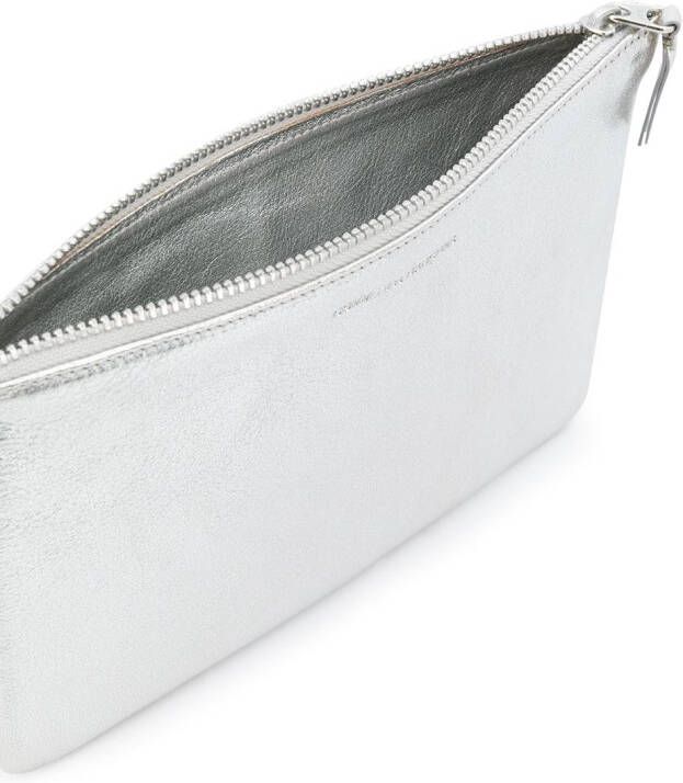 Comme Des Garçons Wallet logo-embossed leather purse Metallic