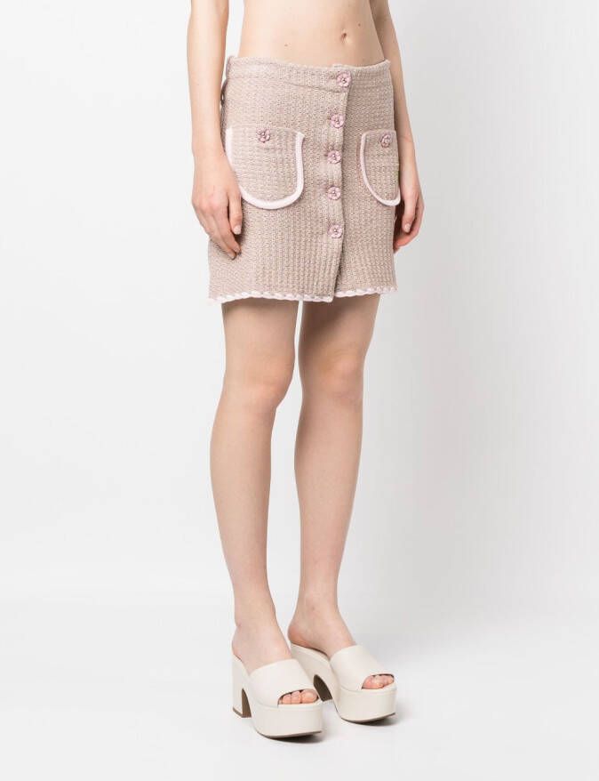 CORMIO Chiara mini-rok met bloemknopen Beige