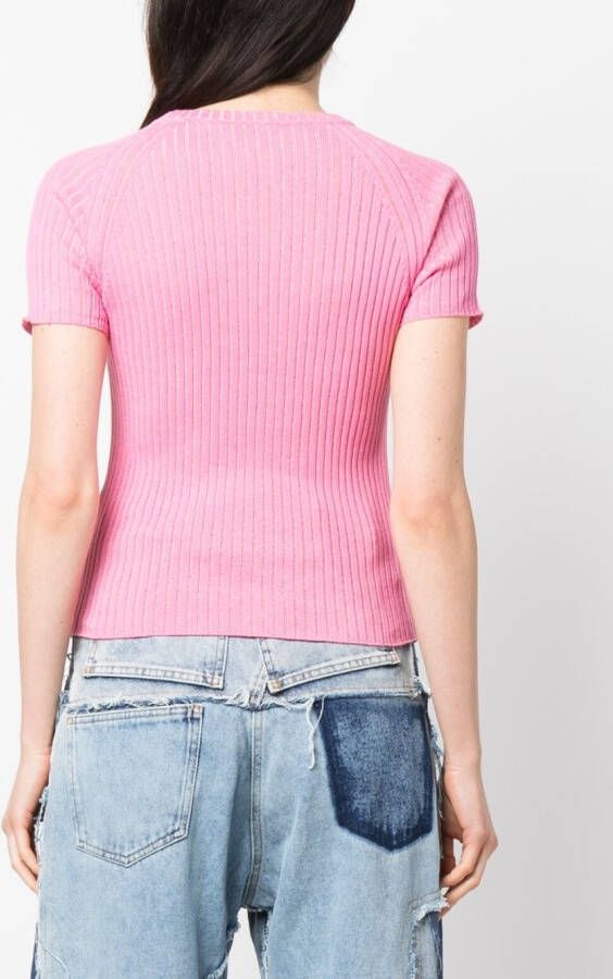 CORMIO Top met geborduurde bloemen Roze