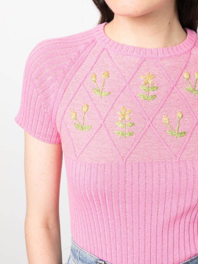 CORMIO Top met geborduurde bloemen Roze