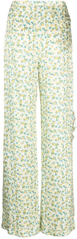 CORMIO Palazzo broek met bloemenprint Geel