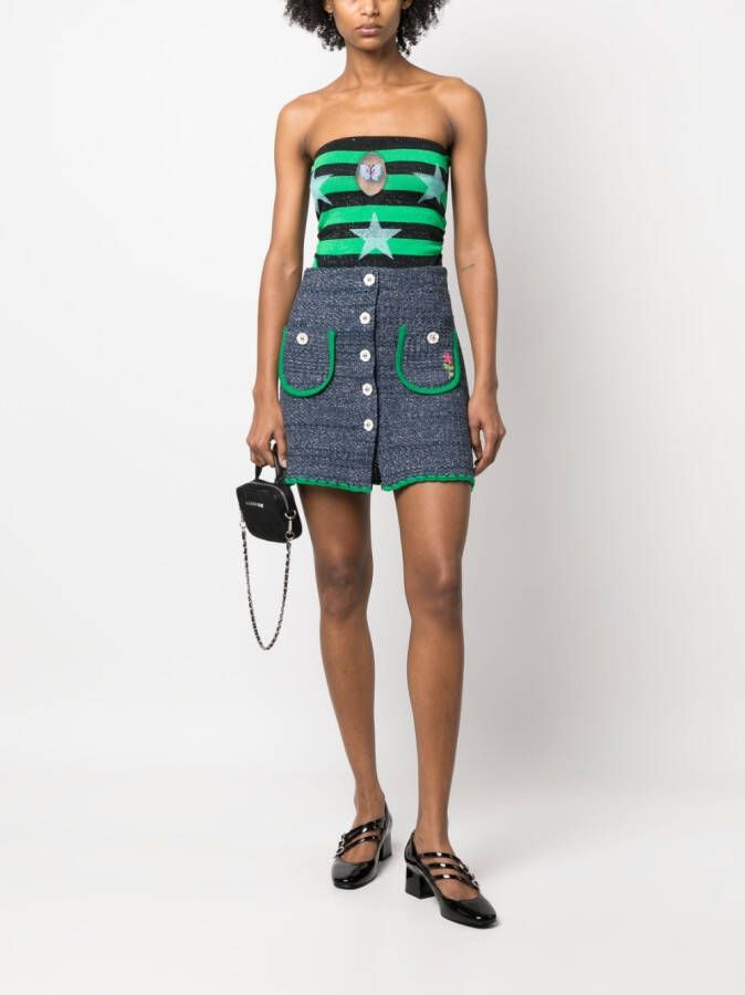CORMIO Chiara mini-rok met bloemknopen Blauw