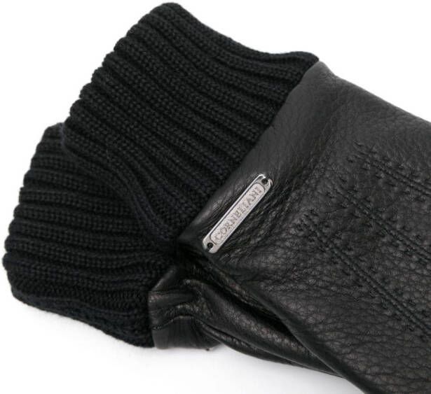 Corneliani Leren handschoenen met geribbelde manchetten Zwart