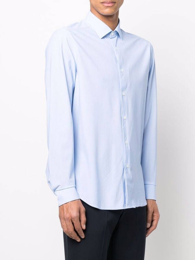 Corneliani Overhemd met pied-de-poule print Blauw