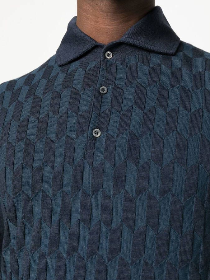 Corneliani Poloshirt met geometrische print Blauw