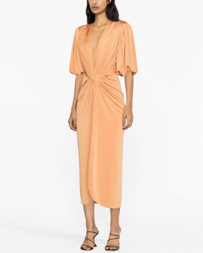 Costarellos Midi-jurk met korte mouwen Oranje