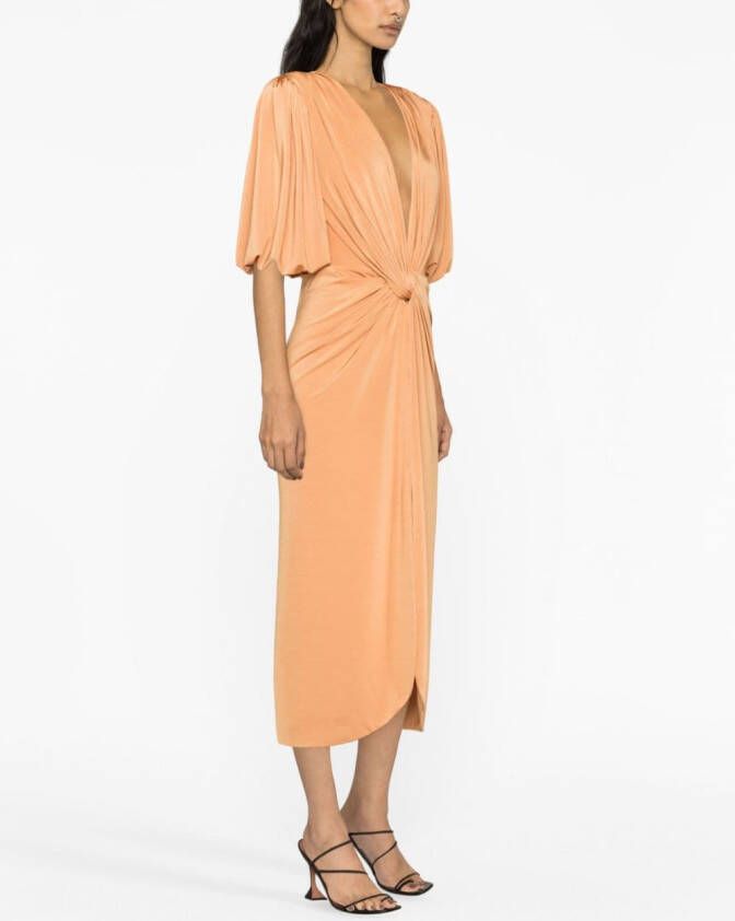 Costarellos Midi-jurk met korte mouwen Oranje