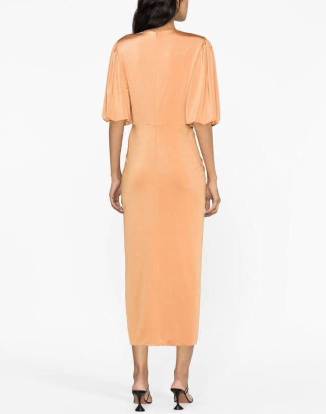 Costarellos Midi-jurk met korte mouwen Oranje