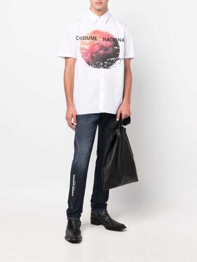 costume national contemporary Jeans met logoprint Blauw