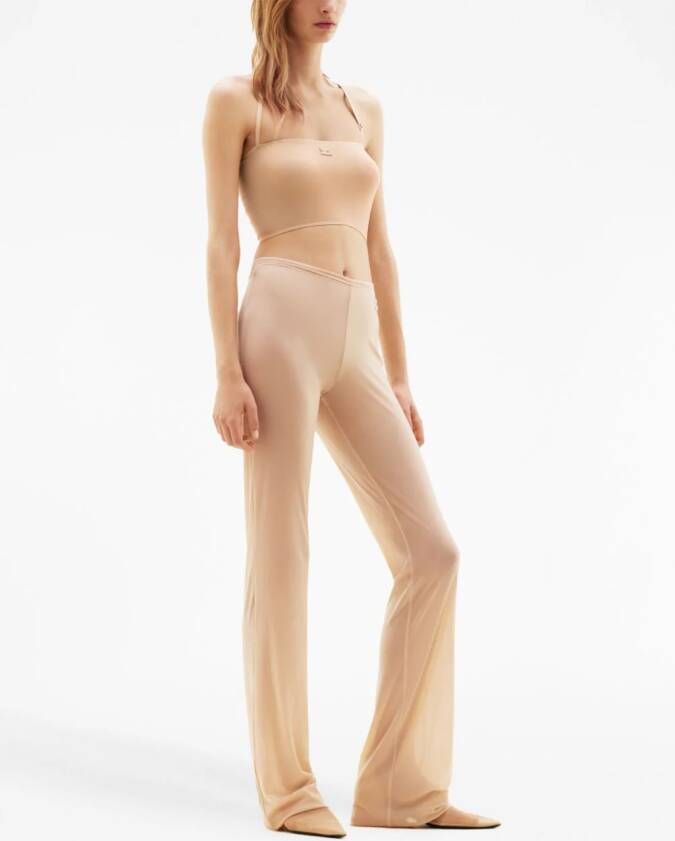 Courrèges Bh-top met geborduurd logo Beige