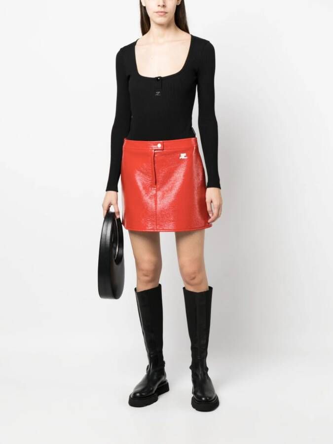 Courrèges Body met geborduurd logo Zwart