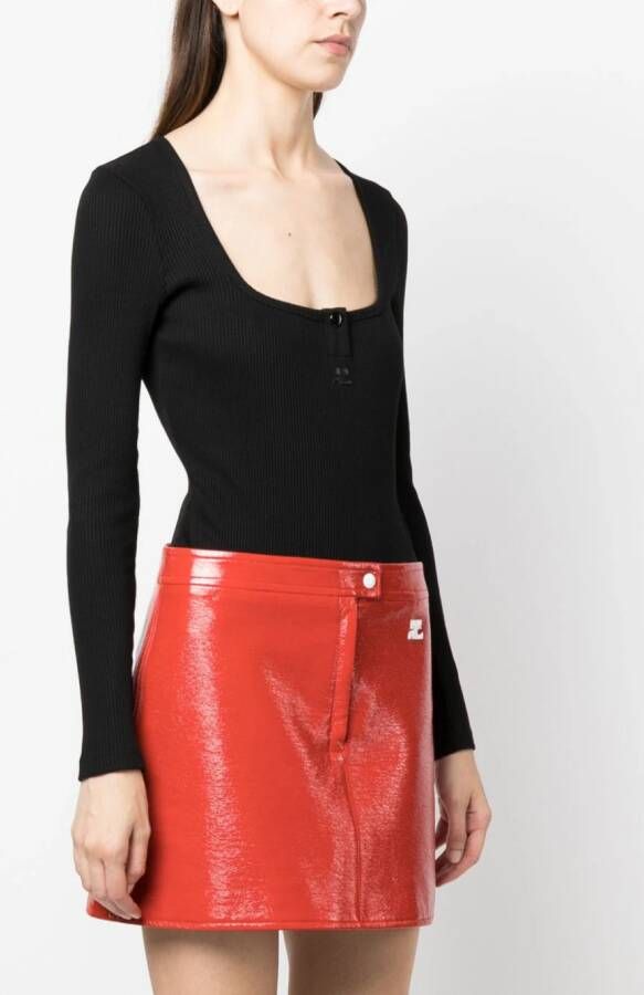 Courrèges Body met geborduurd logo Zwart