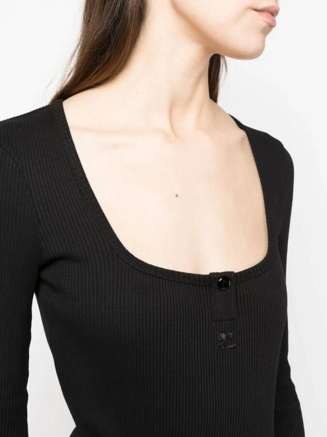 Courrèges Body met geborduurd logo Zwart