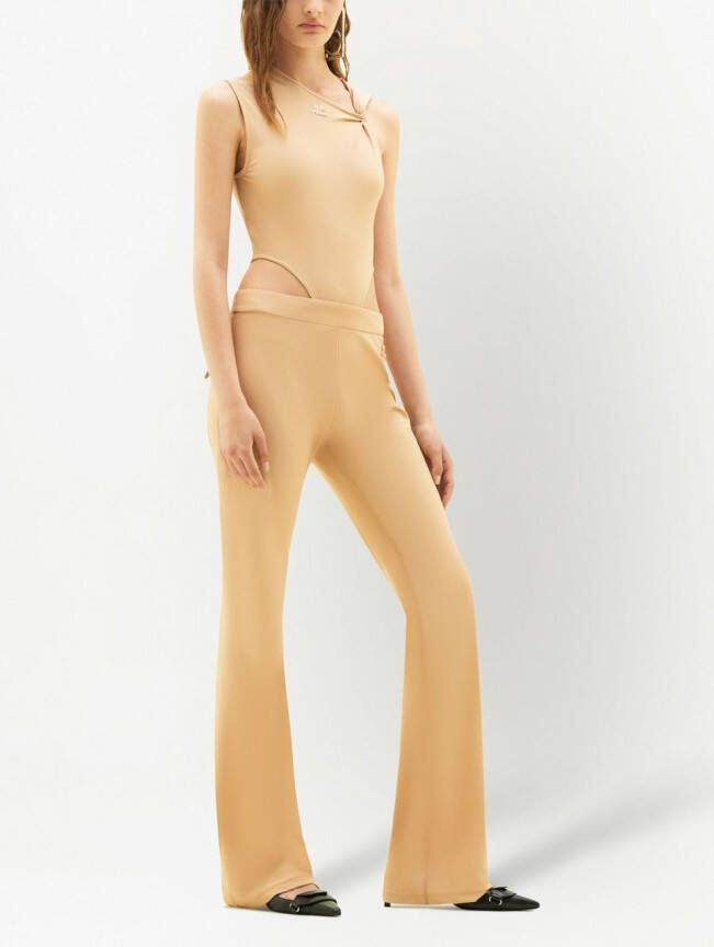 Courrèges Broek met geborduurd logo Beige