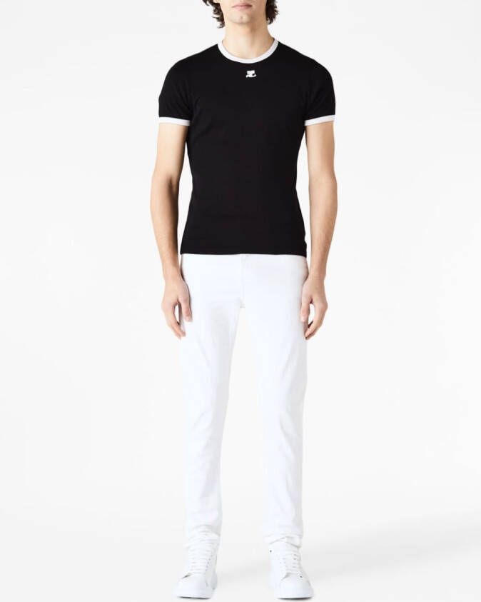 Courrèges T-shirt met contrast Zwart