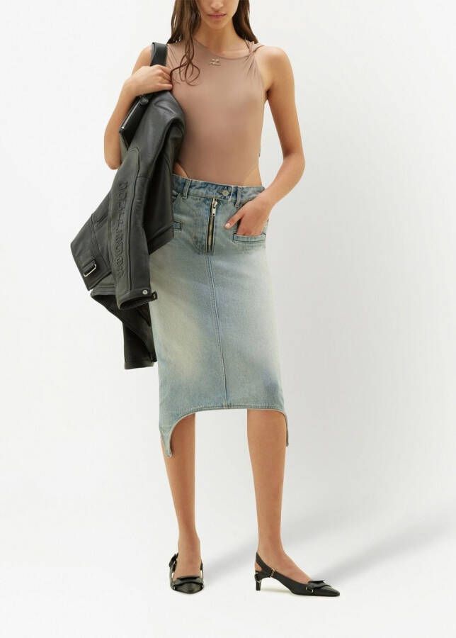 Courrèges Denim midi-rok Blauw