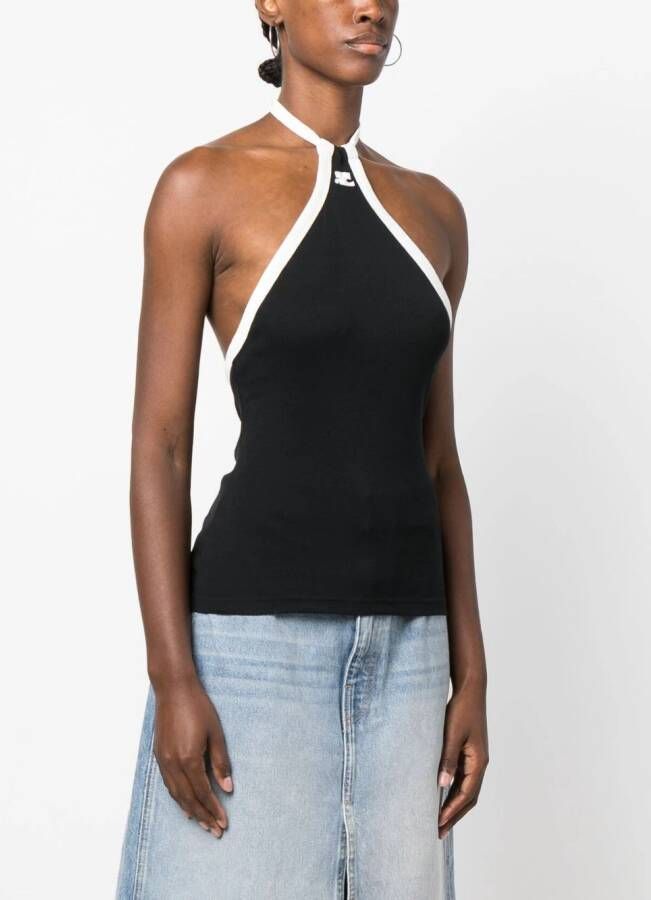 Courrèges Top met geborduurd logo Zwart