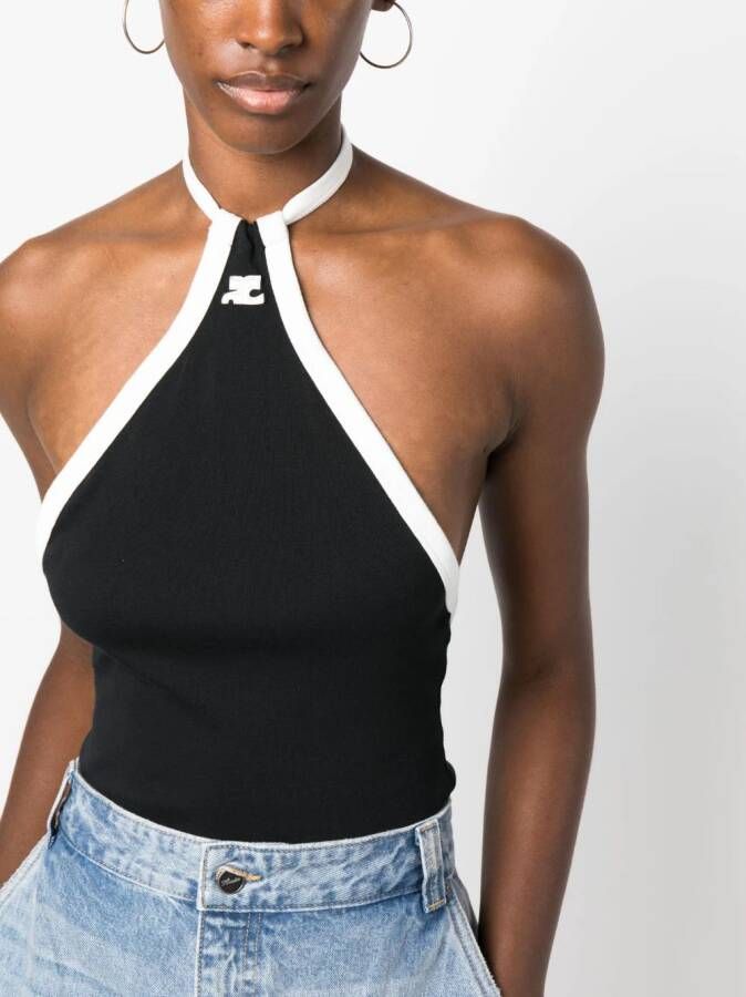 Courrèges Top met geborduurd logo Zwart