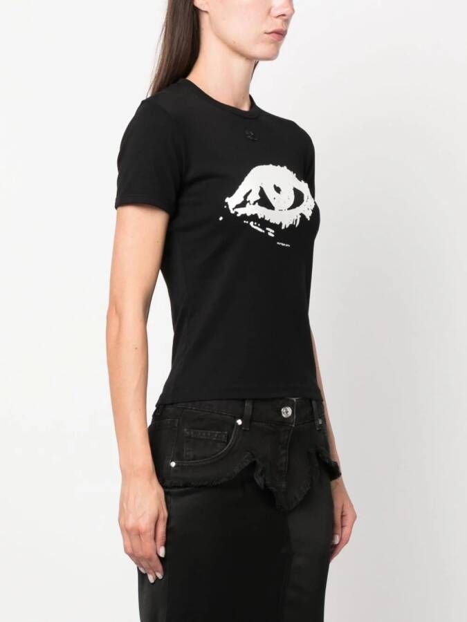 Courrèges T-shirt met print Zwart