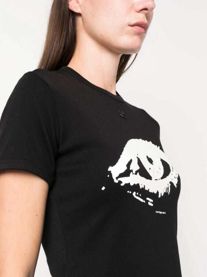Courrèges T-shirt met print Zwart