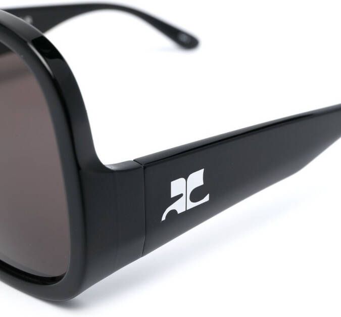 Courrèges Hyper zonnebril met rond montuur Zwart