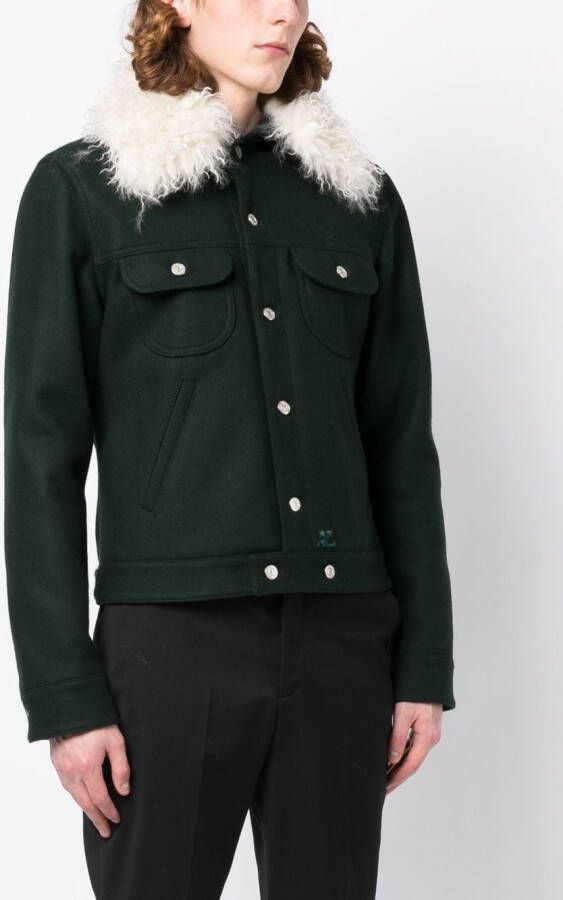 Courrèges Jack met kraag van imitatiebont Groen