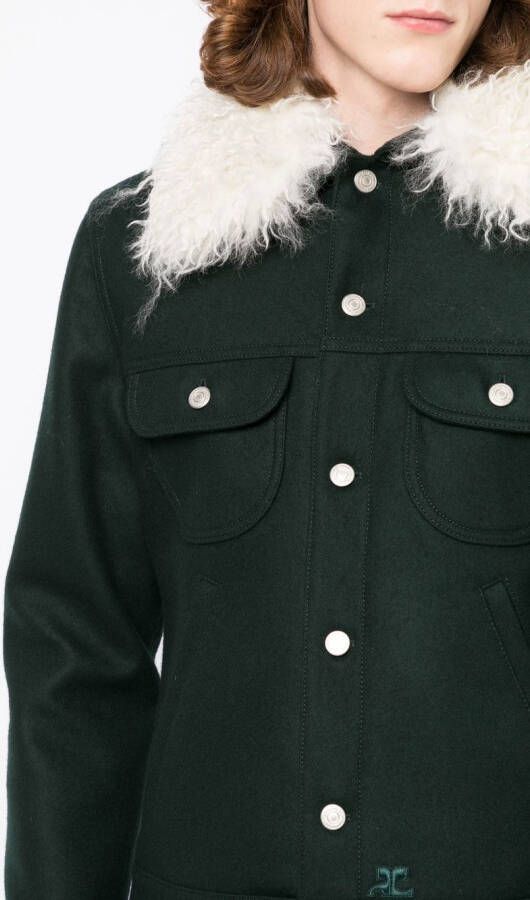Courrèges Jack met kraag van imitatiebont Groen