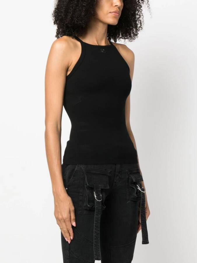 Courrèges Tanktop met geborduurd logo Zwart