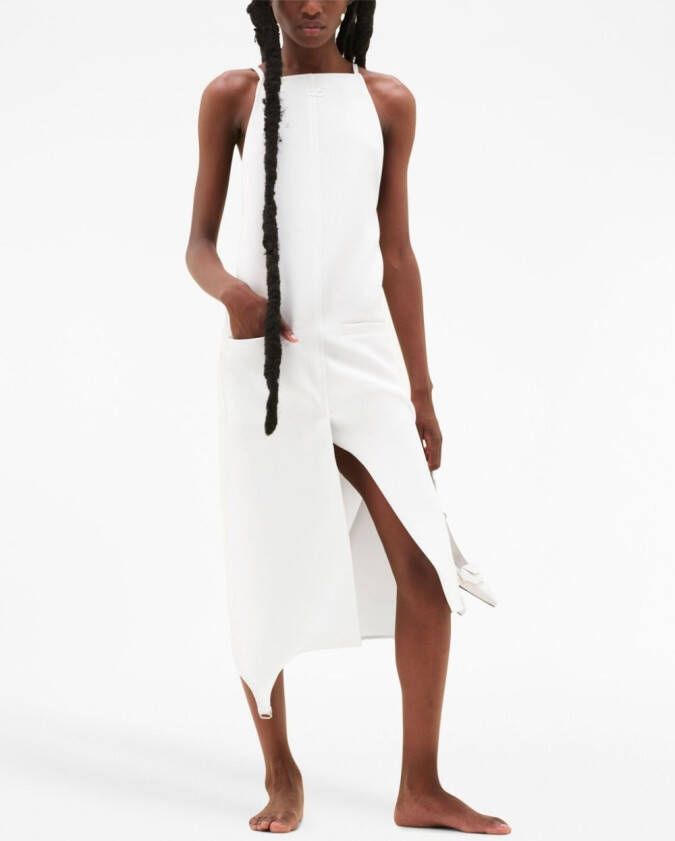 Courrèges Midi-jurk met vierkante hals Wit