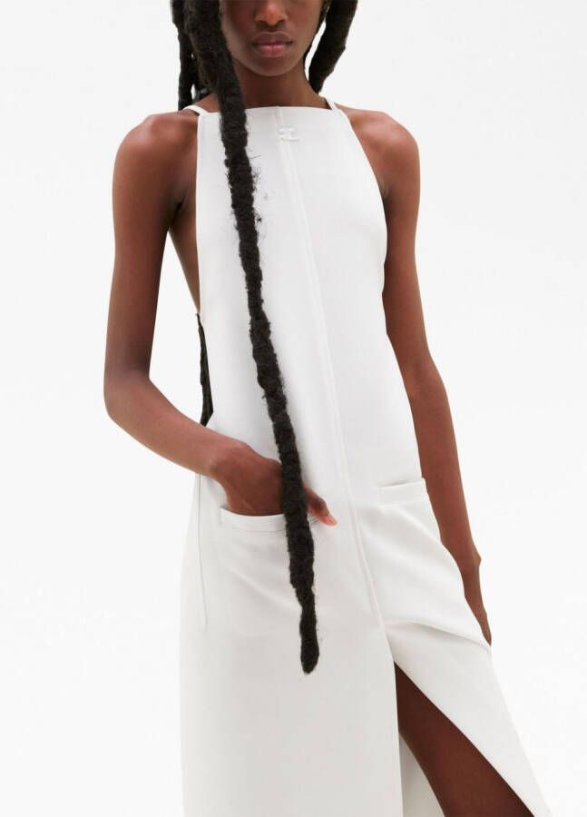 Courrèges Midi-jurk met vierkante hals Wit
