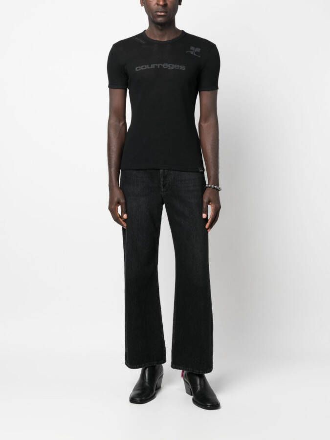 Courrèges T-shirt met mesh vlak Zwart
