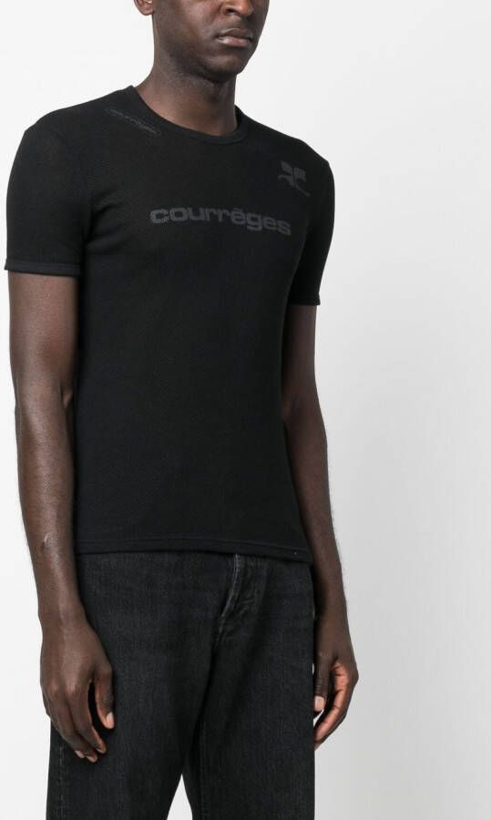 Courrèges T-shirt met mesh vlak Zwart