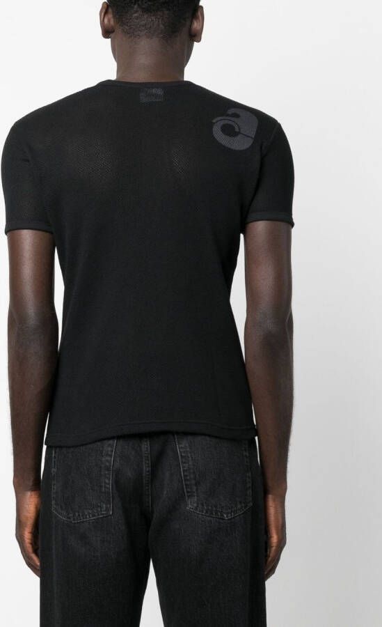 Courrèges T-shirt met mesh vlak Zwart