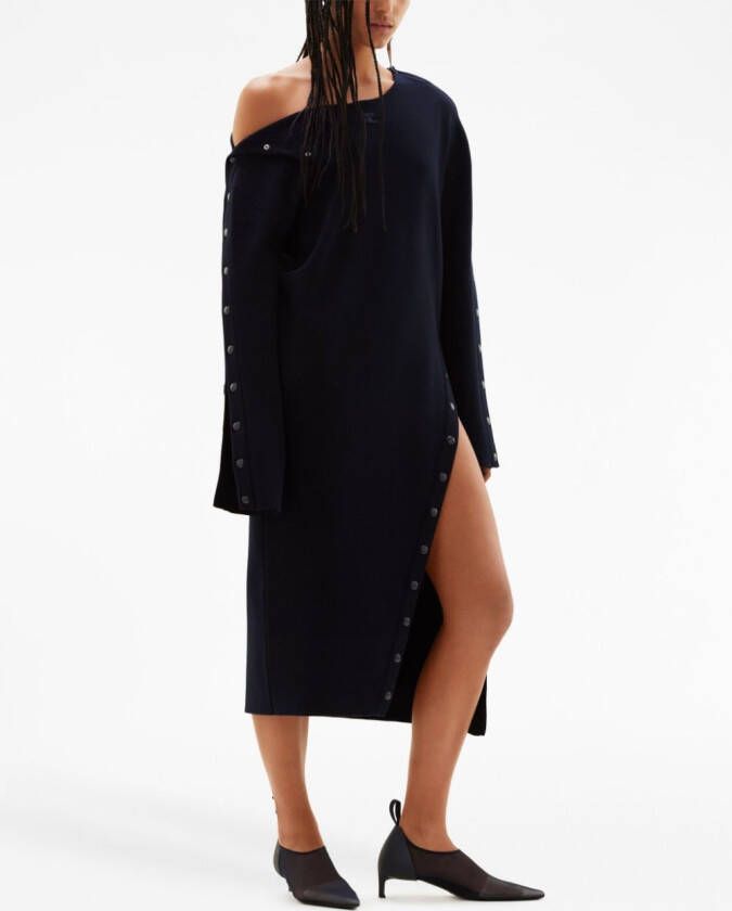 Courrèges Midi-jurk met lange mouwen Zwart