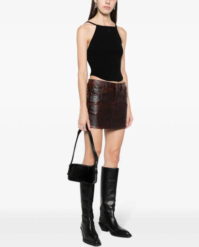 Courrèges One Racer leren schoudertas Zwart