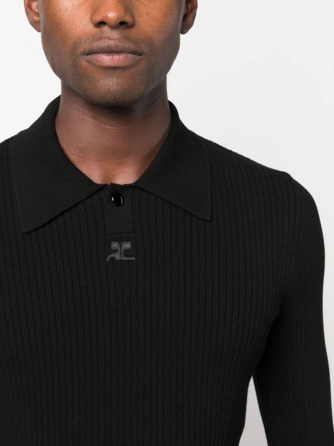Courrèges Poloshirt met logo zak Zwart