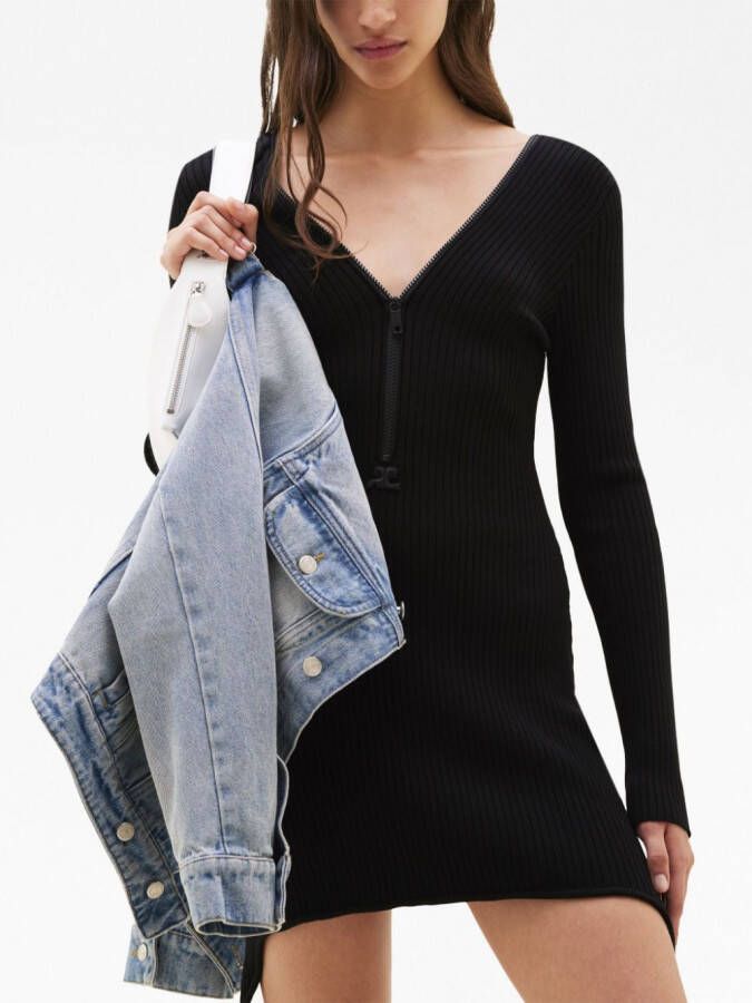 Courrèges Ribgebreide jurk Zwart