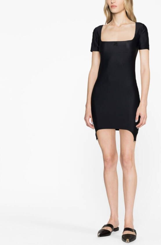 Courrèges Mini-jurk met vierkante hals Zwart