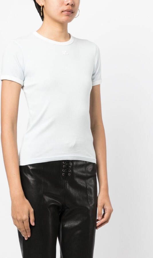 Courrèges T-shirt met geborduurd logo Blauw