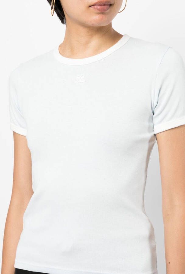 Courrèges T-shirt met geborduurd logo Blauw