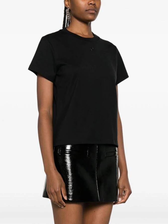 Courrèges T-shirt met geborduurd logo Zwart