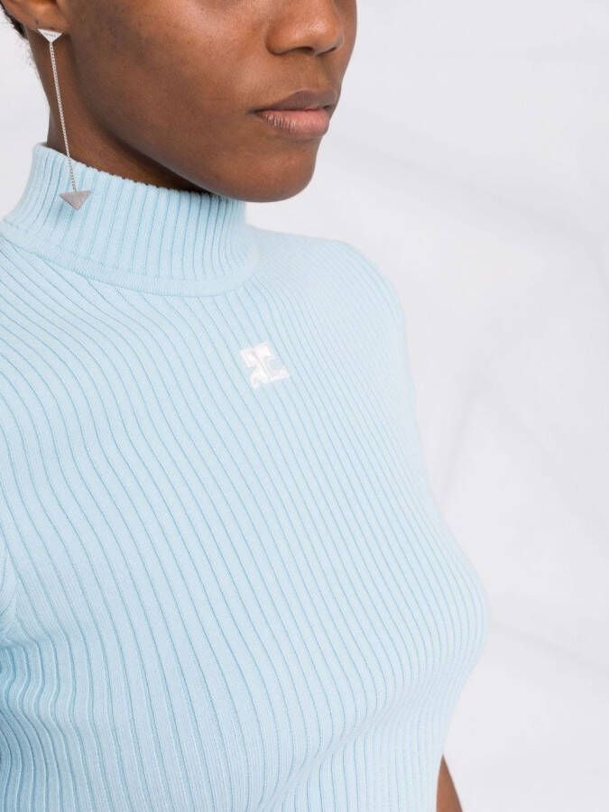 Courrèges Top met geborduurd logo Blauw