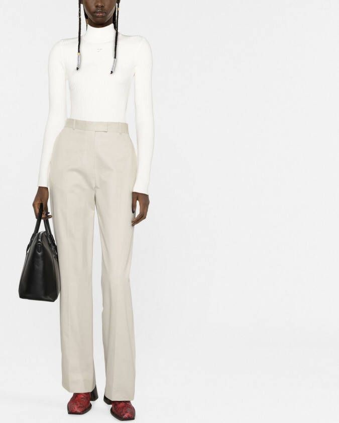 Courrèges Reedition geribbelde trui Beige