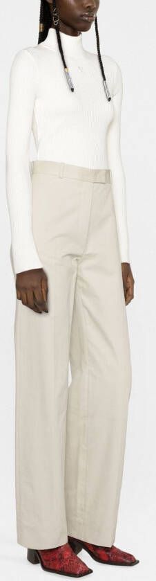 Courrèges Reedition geribbelde trui Beige